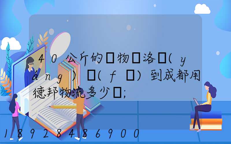 40公斤的貨物從洛陽(yáng)發(fā)到成都用德邦物流多少錢