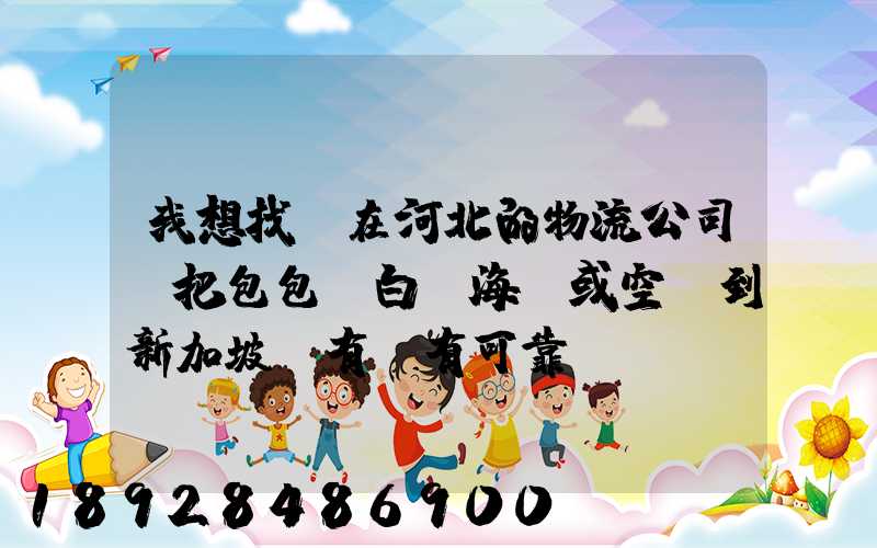 我想找間在河北的物流公司,把包包從白溝海運或空運到新加坡,有沒有可靠...