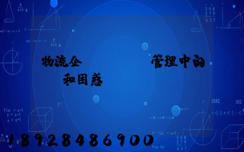 物流企業(yè)管理中的問題和困惑