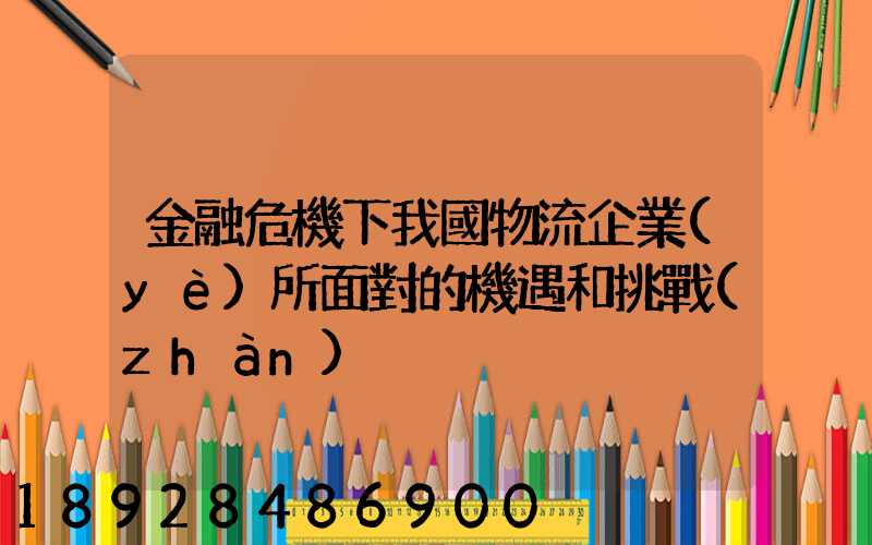 金融危機下我國物流企業(yè)所面對的機遇和挑戰(zhàn)