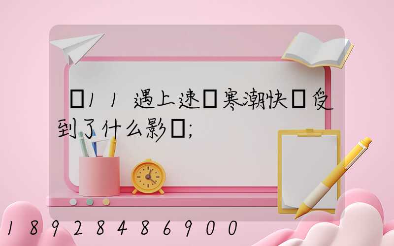 雙11遇上速凍寒潮快遞受到了什么影響